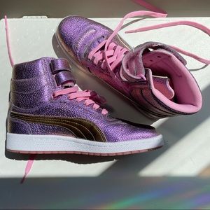 Puma Purple and Pink High-Top Sneakers